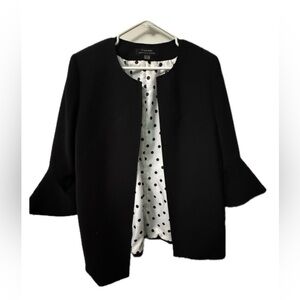 Tahari Black Bell Sleeve Open Front Jacket